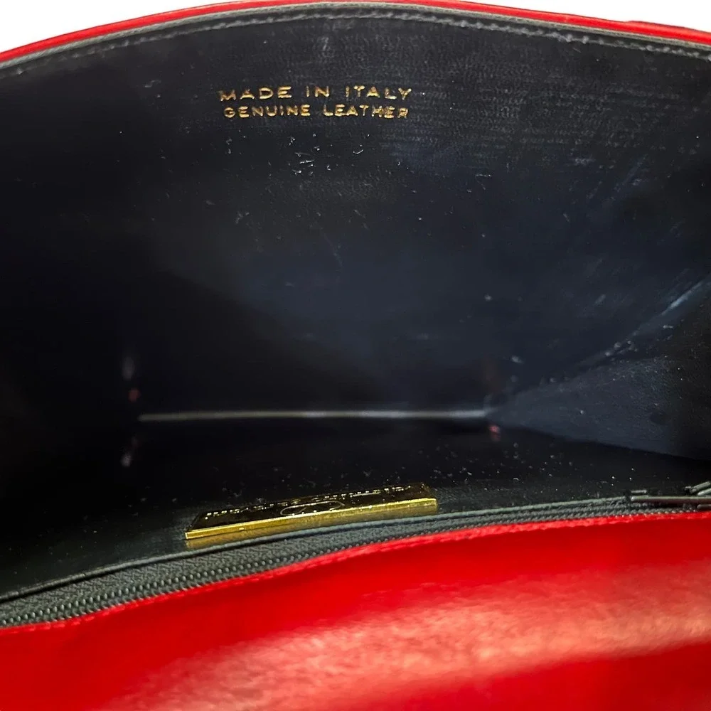 Valentino Garavani Vintage Red Leather Suede Whipstitch Luxury Saddle Bag - Picture 6 of 16